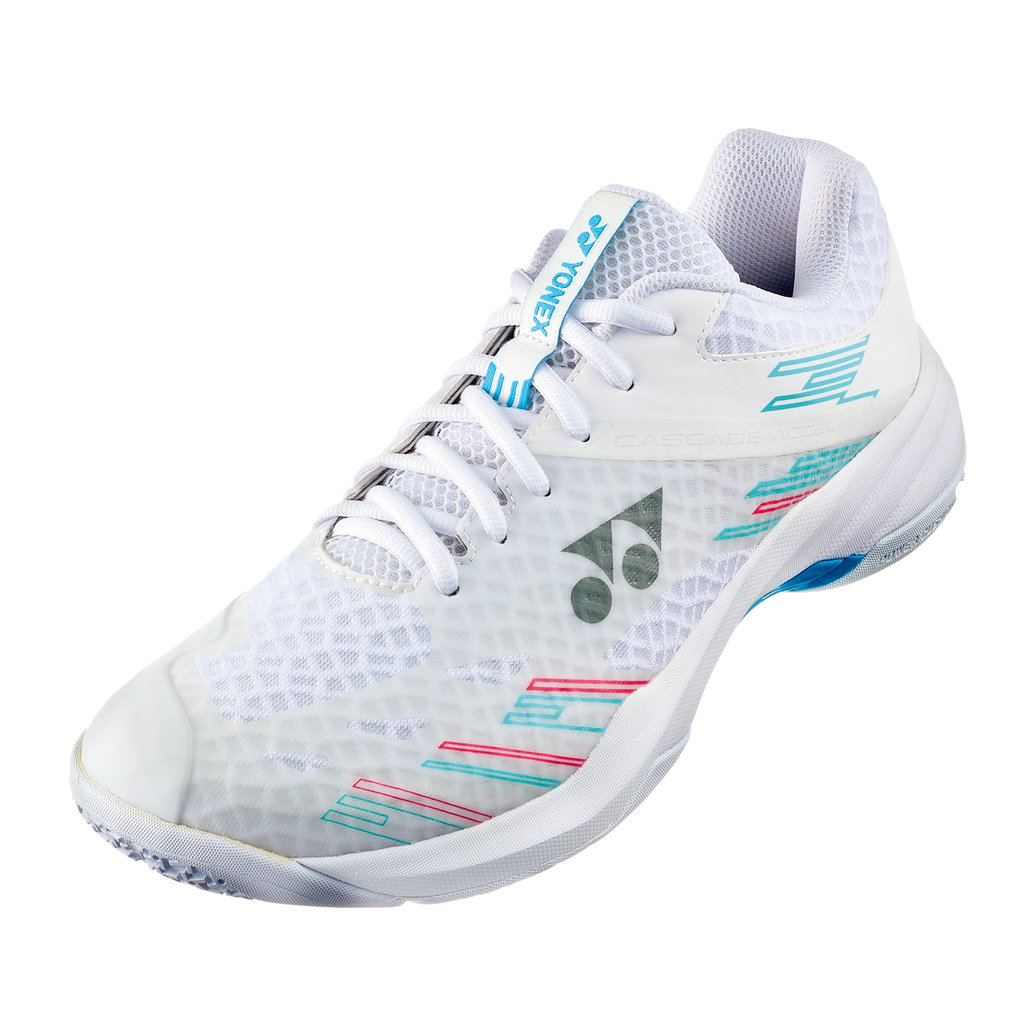 Yonex Power Cushion Cascade Accel Wide Badminton Shoe [White/Sky Blue]