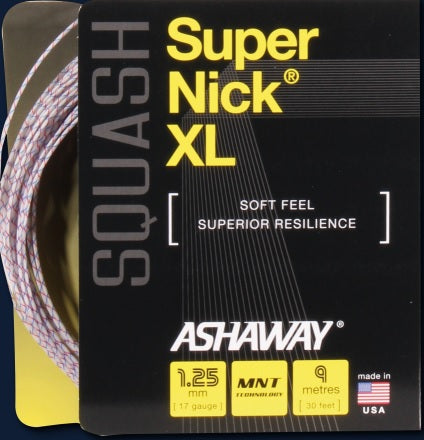 Ashaway SuperNick XL Squash String - White/Black/Red