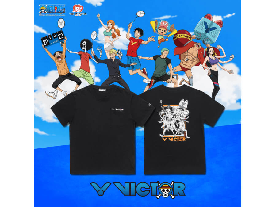Victor X One Piece Straw Hat Crew Badminton T-Shirt [Black] Limited Ed